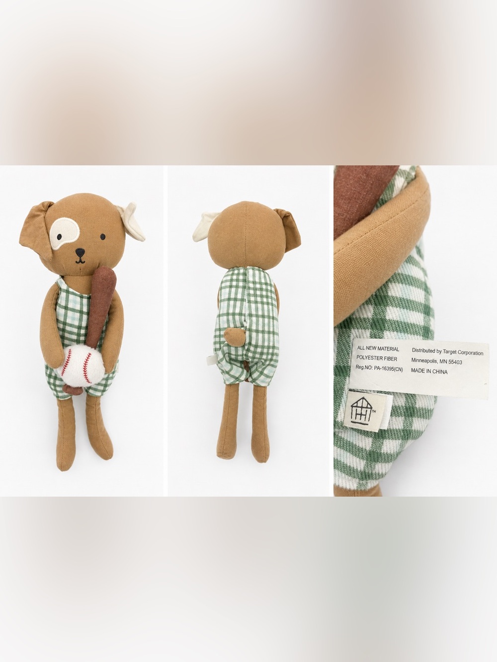 Hearth & Hand Magnolia Plush Baseball Dog Pal Target Green Plaid